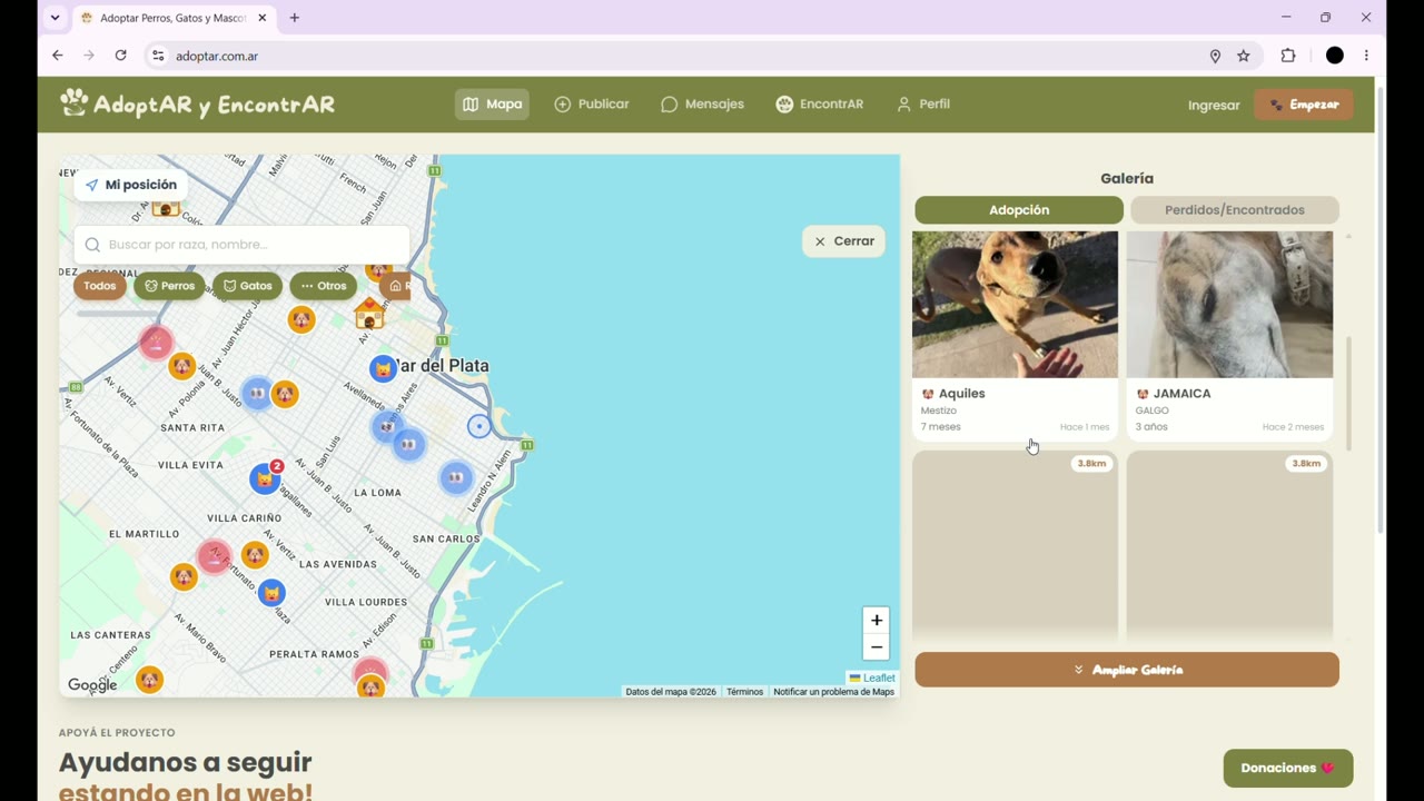 Demo de la plataforma AdoptAR